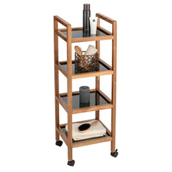 Mobil akácfa polc FONDI, 4 szintes, magasság 101,5 cm