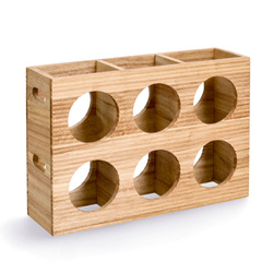 6 palackos állvány, fa, 38 x 11,6 x 27 cm