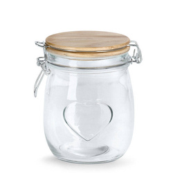 Üveg élelmiszer tároló HEART, légmentes fedél