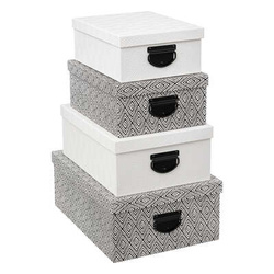 Díszdobozok, 4 zárható tárolóedény, etnikai minta