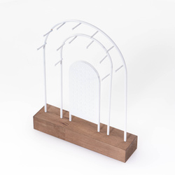 Fém ékszertartó állvány, fa alap, 18 x 4,5 cm