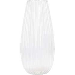 Átlátszó üveg VÁZA CLEAR, áttetsző, bordázott üveg, Ø 17 x 37 cm