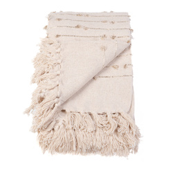 Boho GOLDEN SUNSET takaró, sima fonalból készült, bojtokkal, 125 x 150 cm