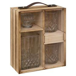 Whisky készlet fából készült dobozban, 4 darabos