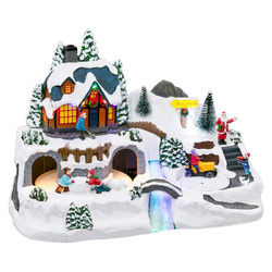 Karácsonyi városka, ünnepi jelenet traktorral