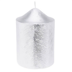 Fémes mintás díszgyertya, 7 x 10 cm