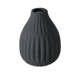 ESKO csíkos kerámiaváza, matt fekete