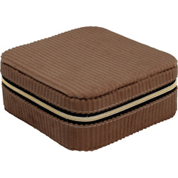 Ékszertartó doboz, kordbársony, 12 x 12 x 5 cm