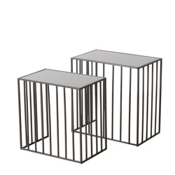 JORIS fém dohányzóasztalok, tükörfelület, 2 db