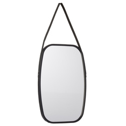 Négyzet alakú tükör bőr fogantyúval, 43 x 65 x 3 cm