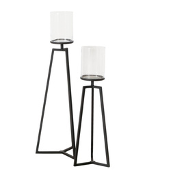 Üvegből készült gyertyatartók fém vázzal, Cosa, 75-95 cm