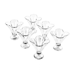 FLOWER üveg desszertes csésze készlet, 200 ml, 6 db