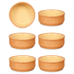 Agyagedények, mázas belsejű tálak, sárgák