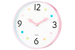 Gyerekszoba óra SAFI, Ø 25 cm, rózsaszín