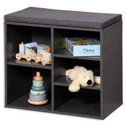 Cipősszekrény ülőkével, 5 rekesszel, MDF, antracit színű, Kesper