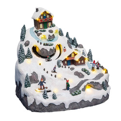 Karácsonyi városka, ünnepi jelenet téli üdülőhellyel