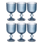 Víz- és borospohár készlet LINES, bordázott üvegből, 6 darab, 370 ml