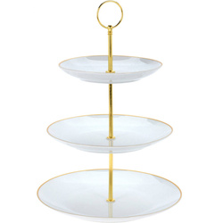 Porcelán tortatartó, háromszintes.