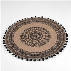 RENATA juta tányéralátét, pomponokkal, Ø 38 cm