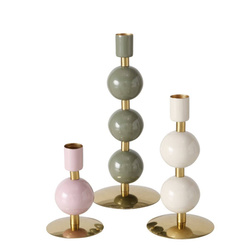 Bulbat fém gyertyatartó, arany részlettel, 3 darab