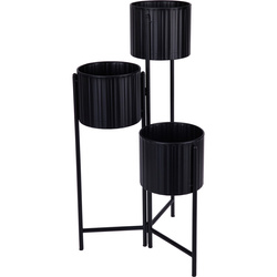 VIKO loft virágtartó 3 cseréphez, fém, fekete