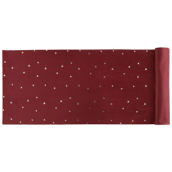 Végtelenített asztali futó, 35 x 100 cm, arany csillagokkal, piros