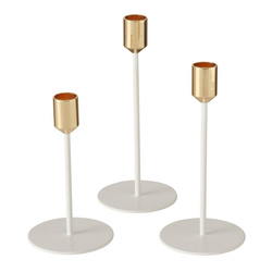 Marko fém gyertyatartók, fehér-arany, 3 darab