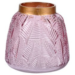 Üvegvázák virágokhoz VEGETAL, 15 cm, rózsaszín arany díszítéssel