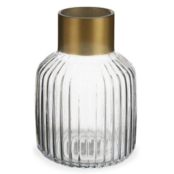 Csíkozott váza arany díszítéssel, magassága 22 cm
