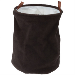 Boucle anyagú tárolókosár, műbőr fogantyúkkal, Ø 38 x 50 cm