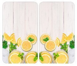 Hőálló lapok a tűzhely védelmére, 2 üveglap díszített mintával + csúszásgátló lábak - 52 x 30 cm, WENKO