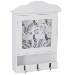 Fából készült kulcstartó, tároló, vintage stílus, fehér