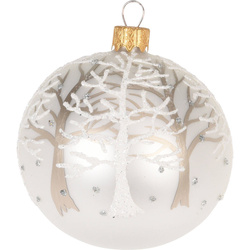 Üvegből készült díszgömb csillámmal díszítve, Ø 8 cm