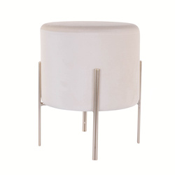 Velúr puff, 33 cm, elefántcsont színű