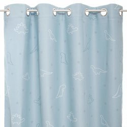 Foszforeszkáló függöny gyűrűkkel, 140 x 250 cm, dinoszaurusz mintával, kék