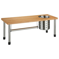 Konyhai polc 3 az 1-ben, bambusz, rozsdamentes acél