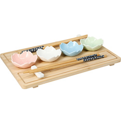 Sushi tálaló készlet 4 porcelán tálkával