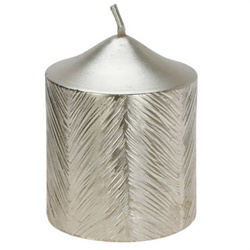 Díszgyertya fémes mintával, 5 x 6 cm