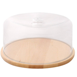 Fából készült tálca átlátszó kupolával, Ø 30 cm