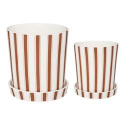 Rivi csíkos kerámia virágcserép alátéttel