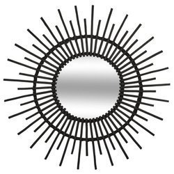 Fali tükör fonott keretben, fekete