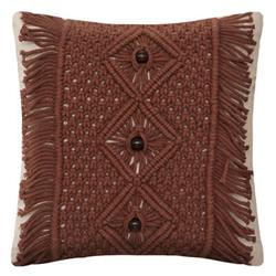 Ali fröccsöntött díszpárna, makramé, gyöngyök, 40 x 40 cm