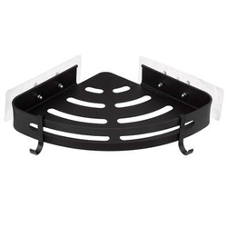 Sarok fürdőszobai polc zuhanyzóhoz, alumínium, fekete, 29,2 x 23,5 x 4 cm