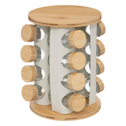Forgó fűszertartó SENSIA, 13 üveg bambusz fedéllel