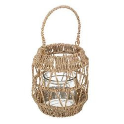 Rattan lámpás teraszra, fogantyúval, magassága 18 cm