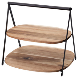 Két szintes falatozó tálca QUEST, akáciából készült, 27 x 18 x 25 cm