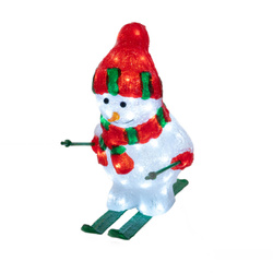 Karácsonyi dísz, síelő hóember, LED, 44,8 cm