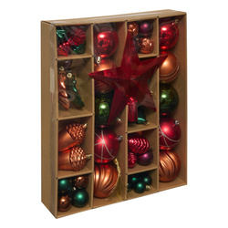 Karácsonyi díszek és díszítések készlete, 60 darab