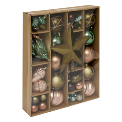 Karácsonyi díszek és díszítések készlete, 60 darab