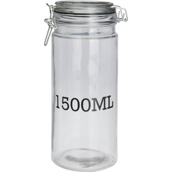 Klipsszel ellátott fedeles üveg, kapacitásinformációval.